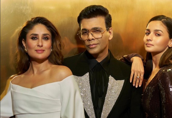Karan Johar hosting Koffee with Karan season 9 with celebrity guests on his iconic couch set